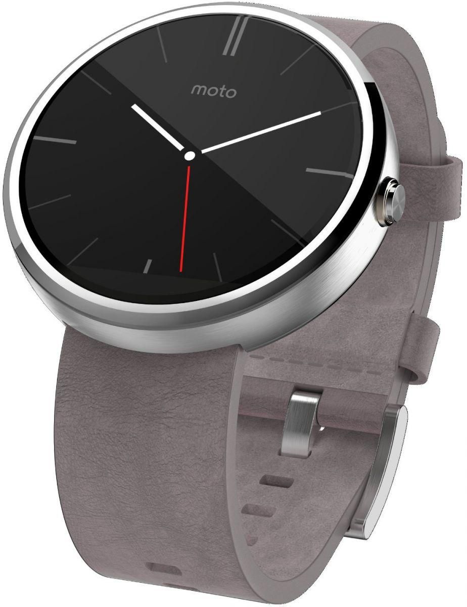 Motorola Moto 360 Smartwatch - Light Stainless Steel Case, Stone Leather Band