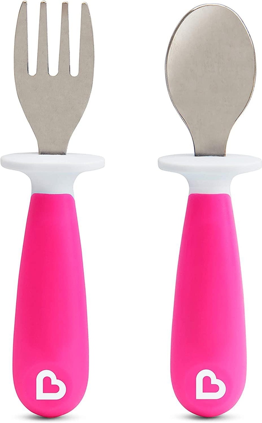 Spoon and Fork Set Pink, Munchkin, Pink