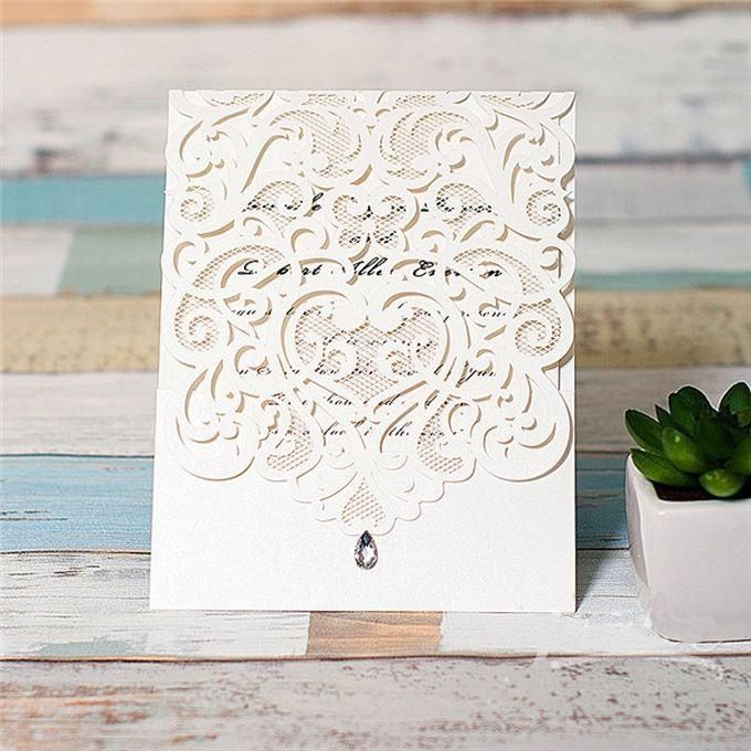 Profound Wedding Cards Laser Cut Invitation - Box Of 100- Cream
