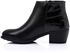 Dejavu Back Patterned Leather Zipper Ankle Boots - Black