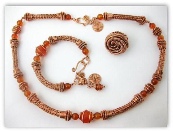 Hand Made Copper Wire Jewellry Set