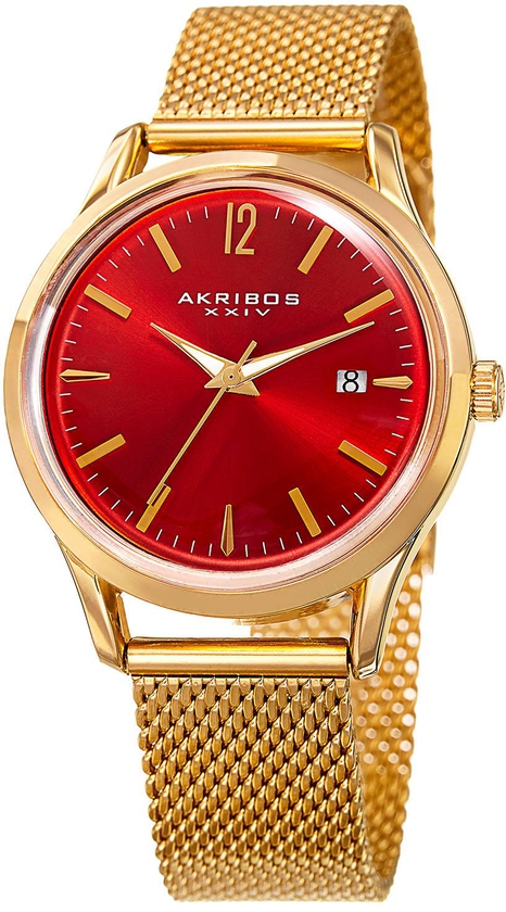 Akribos XXIV Ladies' Date Stainless Steel Mesh Bracelet Watch