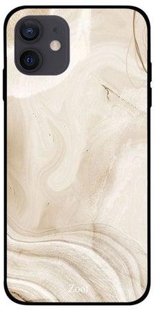 Printed Case Cover -for Apple iPhone 12 mini Brown/White البني/الأبيض