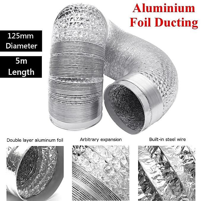 Aluminium Ducting 5 10 Meters Flexible Foil Air Ventilation Duct Hydroponics Alu 