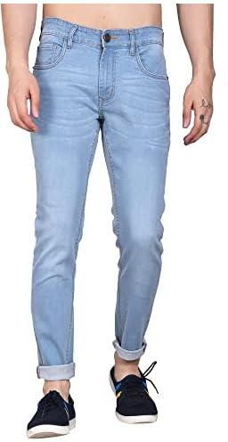 Peplos- Skinny Fit Ankle Length Light Blue Denim Jeans for Men