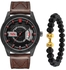 Men's Set Pointer Display Calendar Beaded Bracelet Set Watch NNSB03700116