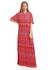 Kady Multi-Patterns Zipped Round Neck Long Nightgown - Multicolour Coral Red