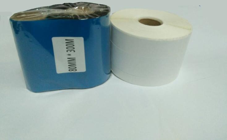 Ipohonline 1 Roll Wax Barcode Ribbon 80mm x 300m + 3 Barcode Label 60mm x 50mm  (Black - White)