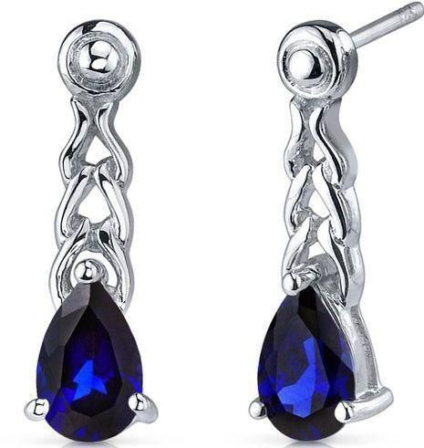 Revoni Sterling Silver 2.00ct Pear Shaped Sapphire Drop Earrings - PER-SE7702