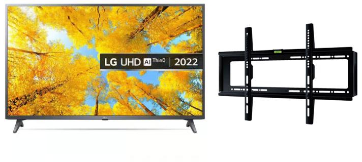 تلفزيون سمارت ال جي 55UQ7500 سيريز 55 بوصة LED، بدقة 4K UHD، بريسيفر داخلي - 55UQ75006LG مع حامل تلفزيون أي تي اى، 26:55 بوصة، اسود - TX40