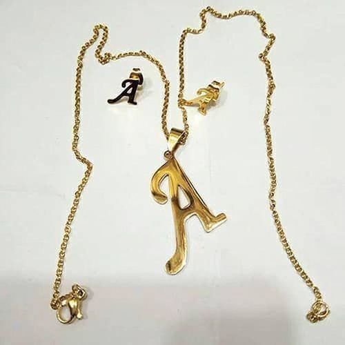 Letter A Pendant, Earrings And Necklace