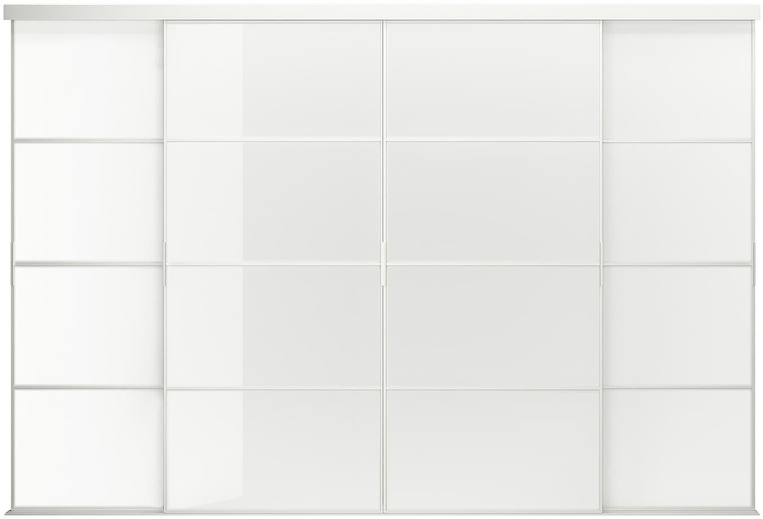 SKYTTA / FÄRVIK Sliding door combination - white/white glass 351x240 cm