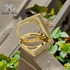 3Diamonds Elegant Women's Twin Rings,High-Quality Gold-Plated,Zircon Stone-Gold
