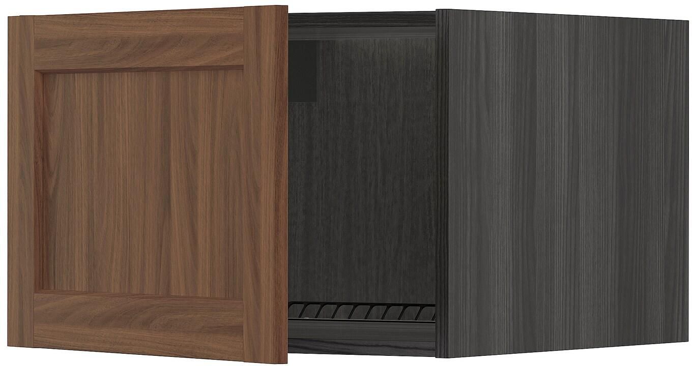 METOD Top cabinet for fridge/freezer - black Enköping/brown walnut effect 60x40 cm