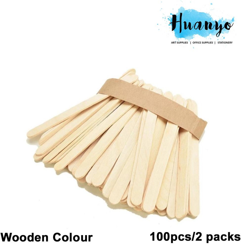 Huanyo Wooden Popsicle Ice Cream Sticks - S (100pcs/2 packs)