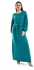 Kady Balloon Long Sleeves Plain Dress With Waist Lace Up - Turquoise
