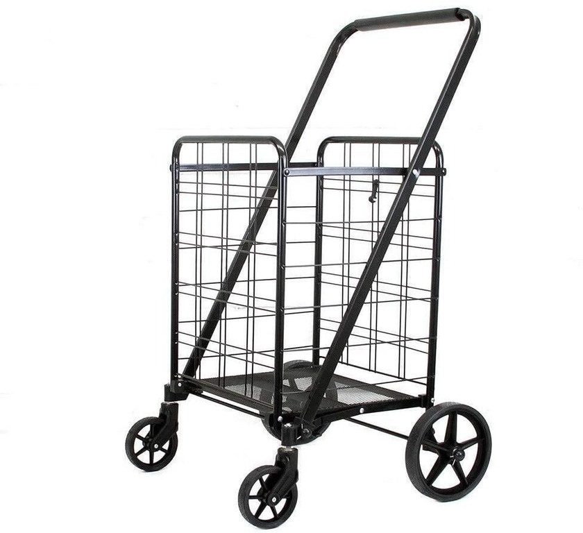 Generic Black Heavy Duty Portable Folding Shopping Utility Cart Trolley