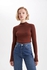 Defacto Woman Slim Fit Mock Neck Long Sleeve Tricot Pullover