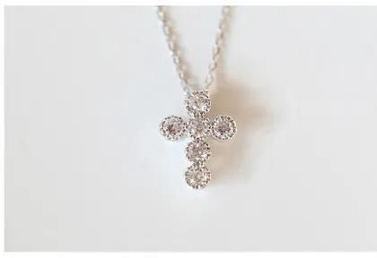 New 925 Sterling Silver Zircon Cross Necklaces Pendant Fashion Sterling Silver Jewelry Statement for Women