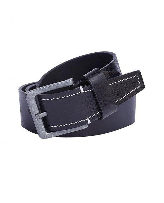 Rolf Boehmer Casual Rounded Silver Buckle Belt - Black