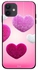 Heart Printed Case Cover -for Apple iPhone 12 Pink/White/Purple Pink/White/Purple