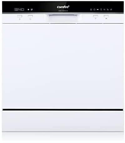 COMFEE' Table Top Dishwasher TD802 Compact Dishwasher with 8 Place Settings, 7 Programmes, LED Display, Delay Start and Off-peak Wash Function
