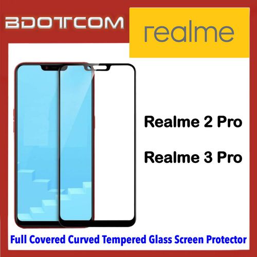 Bdotcom Full Covered Curved Glass Screen Protector for Realme 2 Pro  (Black)