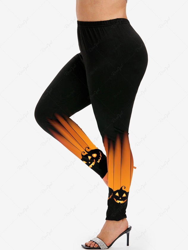 Halloween High Rise Pumpkin Print Skinny Leggings - 5x | Us 30-32