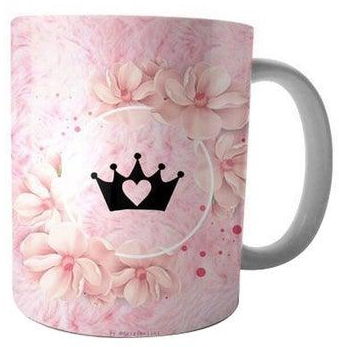 Printed Ceramic Mug Pink/White