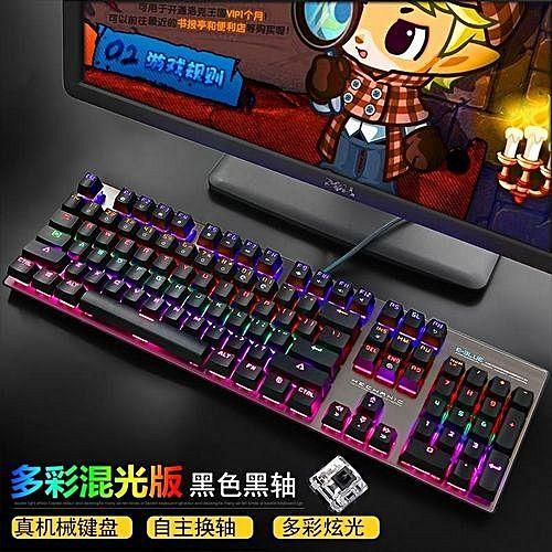 Universal Professional Gaming Mechanical Keyboard 104 Keys Colorful Backlit Blue Switch Game Keyboard