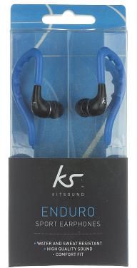 KitSound Enduro Water Resistant Sports Ear hook Headphones Blue