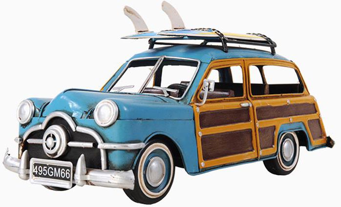 1949 Green Ford Wagon Car and Surfboards 1:12 Scale Model