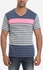 Ravin V-Neck Striped T-Shirt - Navy Blue & Grey