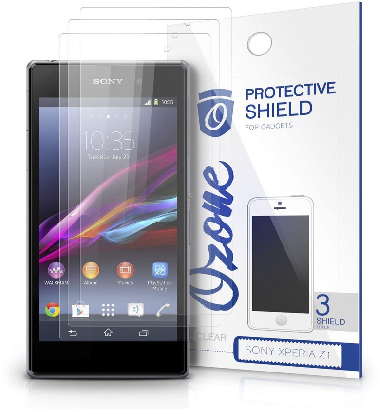 Pack of 3-OZONE Crystal Clear HD Screen Protector Scratch Guard for Sony Xperia Z1