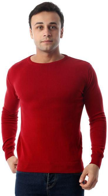 Ted Marchel Simple Round Long Sleeves Pullover - Dark Red