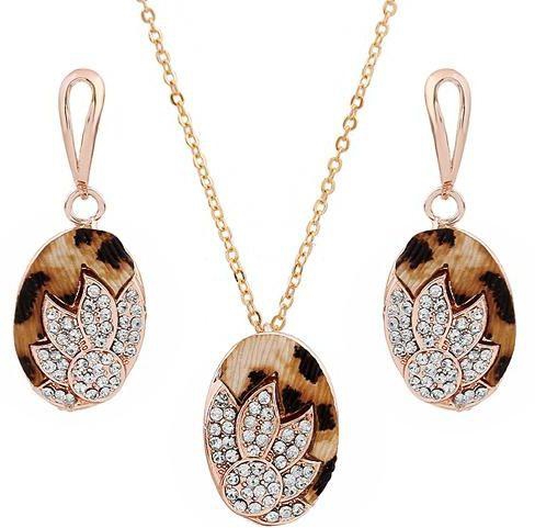 Mysmar Women's Rose Gold Plated with White Crystals Jewelry Set - AR1123
