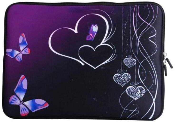 Heart Printed Sleeve For Apple MacBook Air/Pro 13.3-Inch Black/Purple/White
