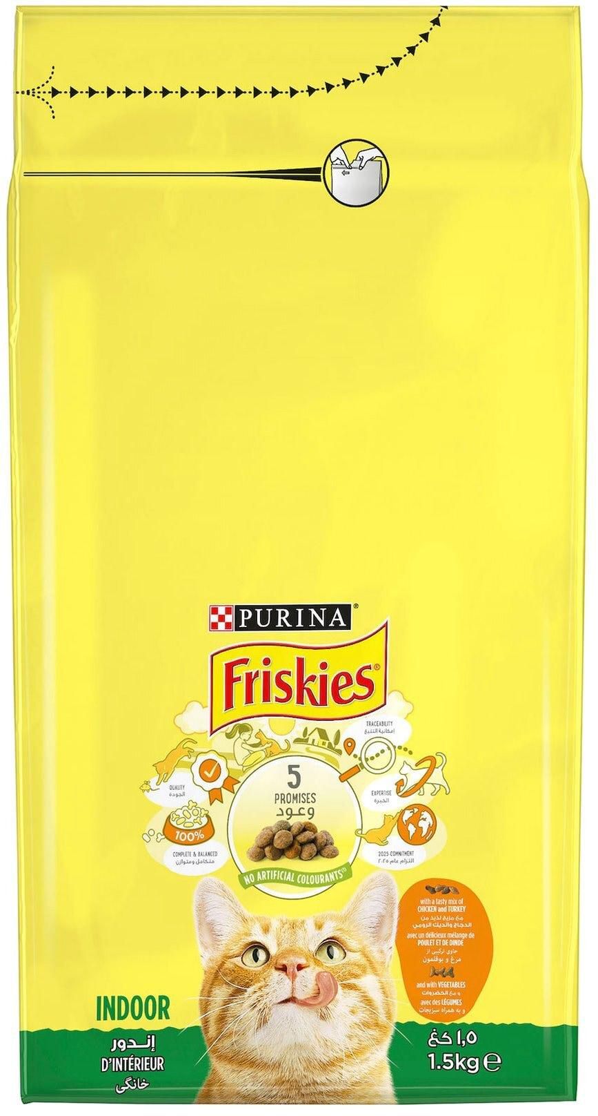 Purina Friskies Indoor Dry Cat Food With A Tasty Mix Of Chicken Turkey And Vegetables 1.5kg