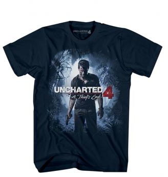 Uncharted 4 JR Cover Navy Classic Drake Black Short Sleeve T-Shirt 2XL