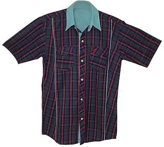 Love Boy Plaid Half Sleeves Shirt - Dark Blue & Red