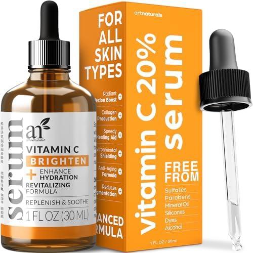 ArtNaturals Anti-Aging Vitamin C Serum - (1 Fl Oz / 30ml) - with Hyaluronic Acid and Vit E - Wrinkle Repairs Dark Circles, Fades Age Spots and Sun Damage - Enhanced 20% Vitamin C