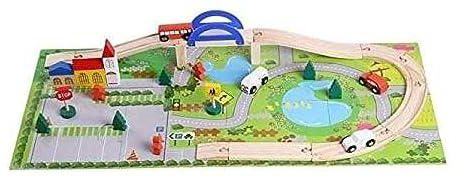 Preschool Urban Rail Toy Overpass Traffic Scene Woode Train Track Railway Toys