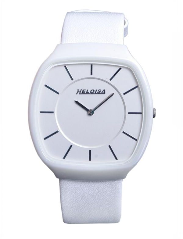 Heloisa Men's Swiss White Dial Leather Watch