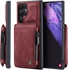 Caseme for Samsung Galaxy S22 Ultra Double Magnetic Clasp Zipper Purse PU Leather Wallet Case with Credit Card Slot Holder Back Flip Cover Red
