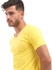 Izor Basic Cotton V-Neck Solid T-Shirt - Yellow