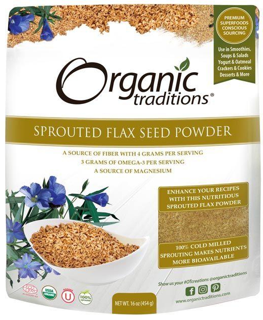 Organic Traditions Sprouted Flax Seed Powder 454 g