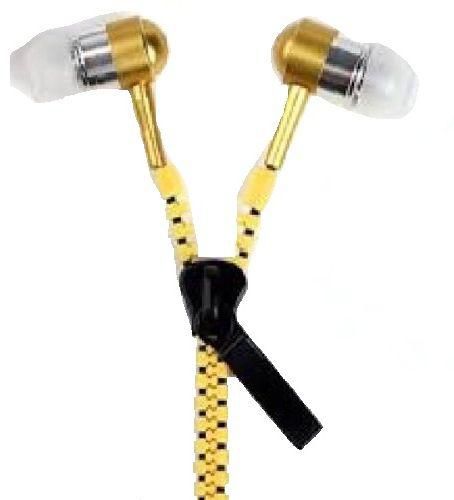 Zip Zipper Handsfree Earphones Headphones For iPhone iPod iPad Galaxy S4 S5 S6 - Yellow