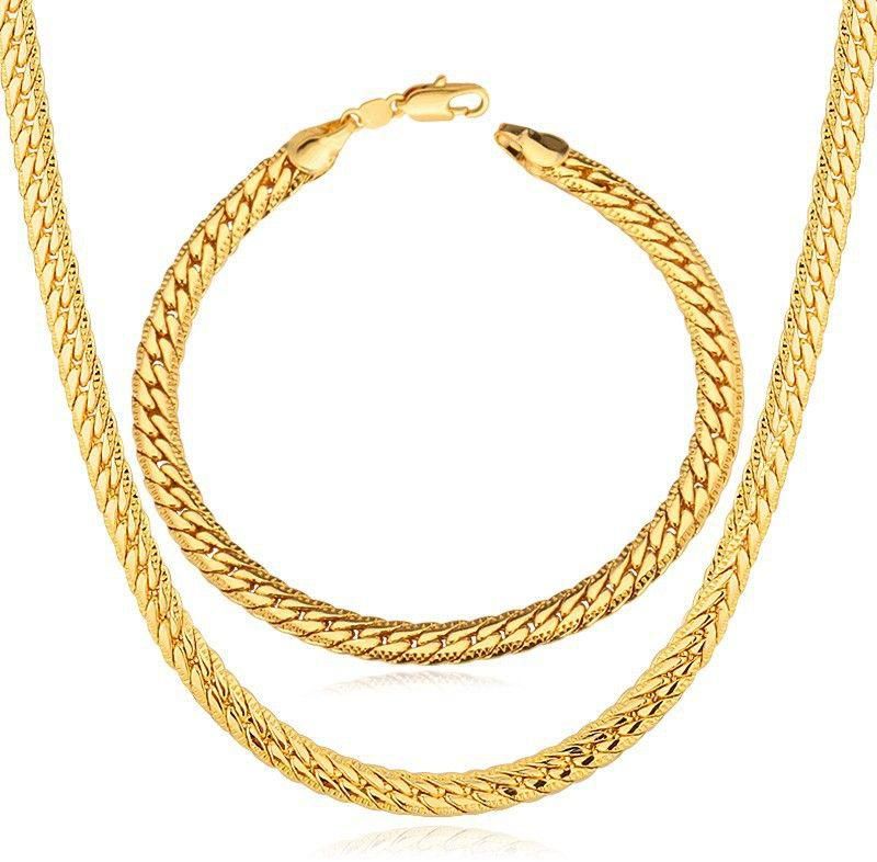 18K Gold Plated Jewelry Set (Necklace and bracelet) price from souq in ...