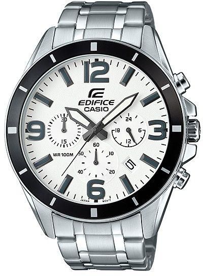 Casio Edifice Men's White Dial Stainless Steel Band Watch - EFR-553D-7B