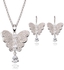 Women fashion austrian Crystal jewelry butterfly necklace earrings suit Jewellery set